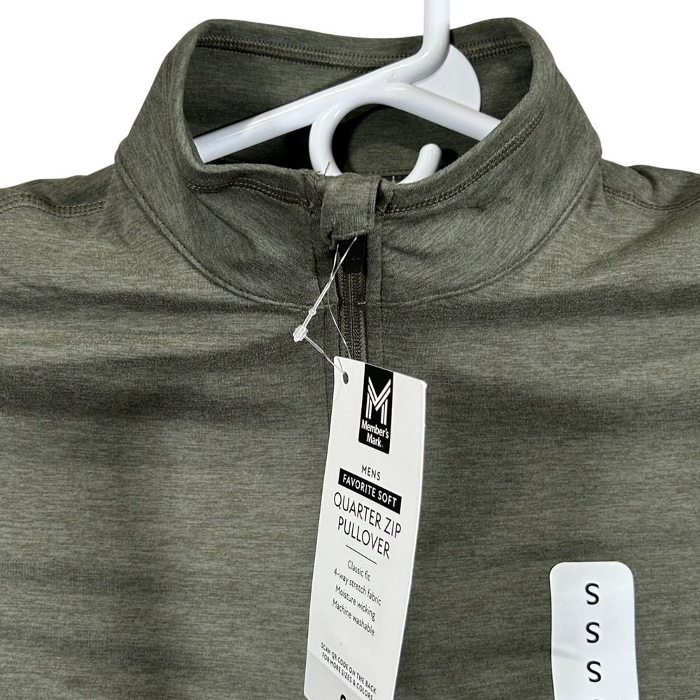 Member's Mark Mens Favorite Super Soft Quarter Zip Pullover Green Small New